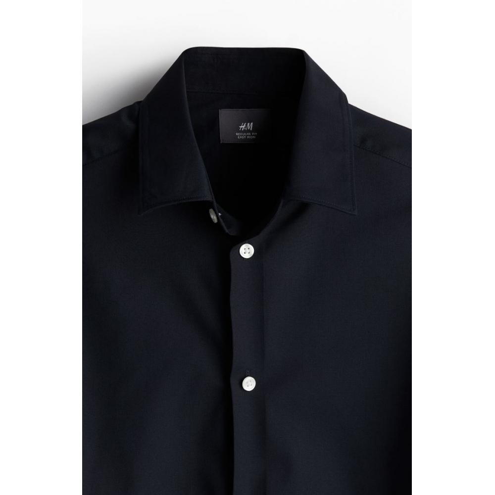 H M Easy Care Regular Fit sHirt Navy Blue