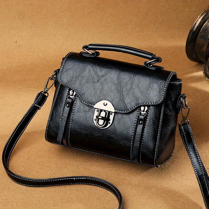 

Винтажная квадратная сумка-портфель с поворотным замком, классическая сумка через плечо для женщин, повседневная сумка через плечо, надежная дорожная сумочка