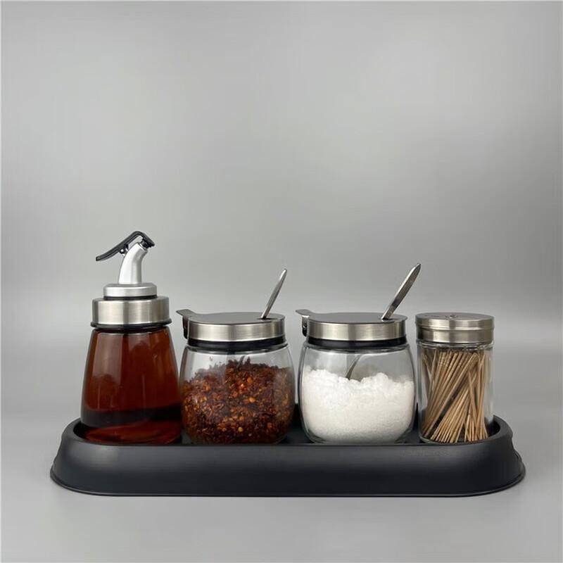 Junchu Glass Table Condiment & Toothpick Holder Set