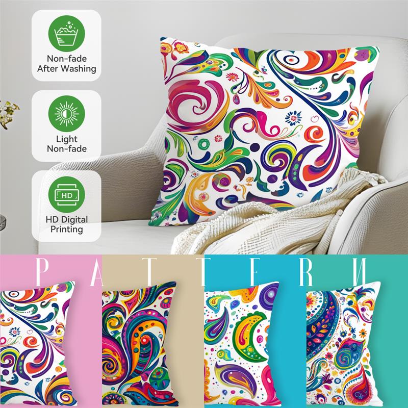 Paisley Pattern Cushion Pillowcase Printed Polyester 45X45Cm Throw Pillow Cover Decorative Sofa Cushion Pillowslip Home Decor