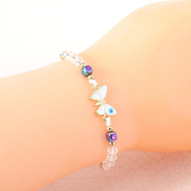 Cute Animal Butterfly Multicolor Crystal Small Round Beads Bracelets for Women Boho Rainbow Rope Bracelet Wristband Jewelry Gift