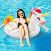 1pc Unicorn Shape Inflatable Pool Float with Glitters Inflation Swimming Ring for Outdoor Water Inflatable Lounge Raft Tube
