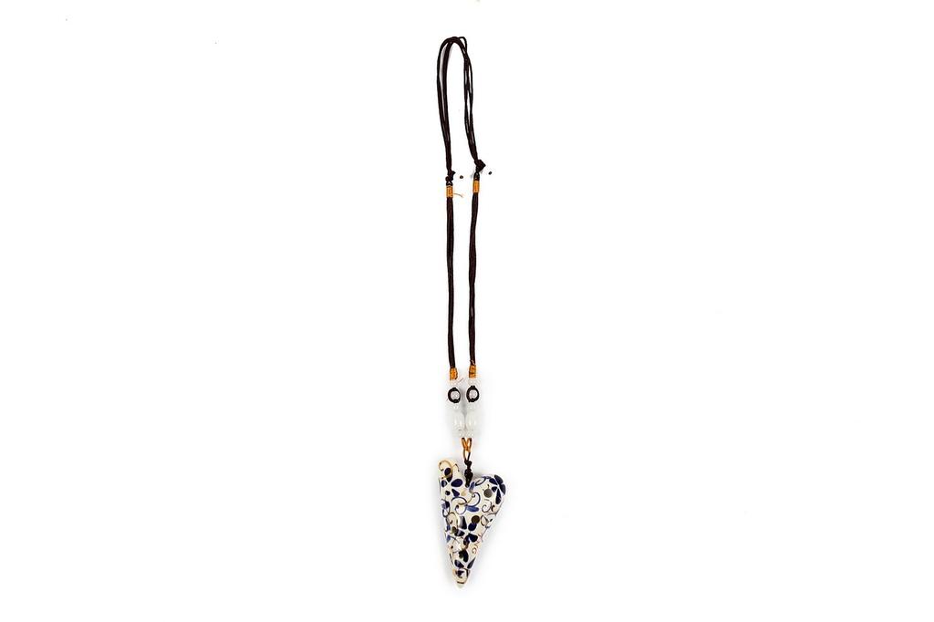 TNG Mini Ocarina 6 Holes Gun Luxury Necklace Single F Key Ocarina Wind Instrument Blue Flower Porcelain [Pendant / / Type]