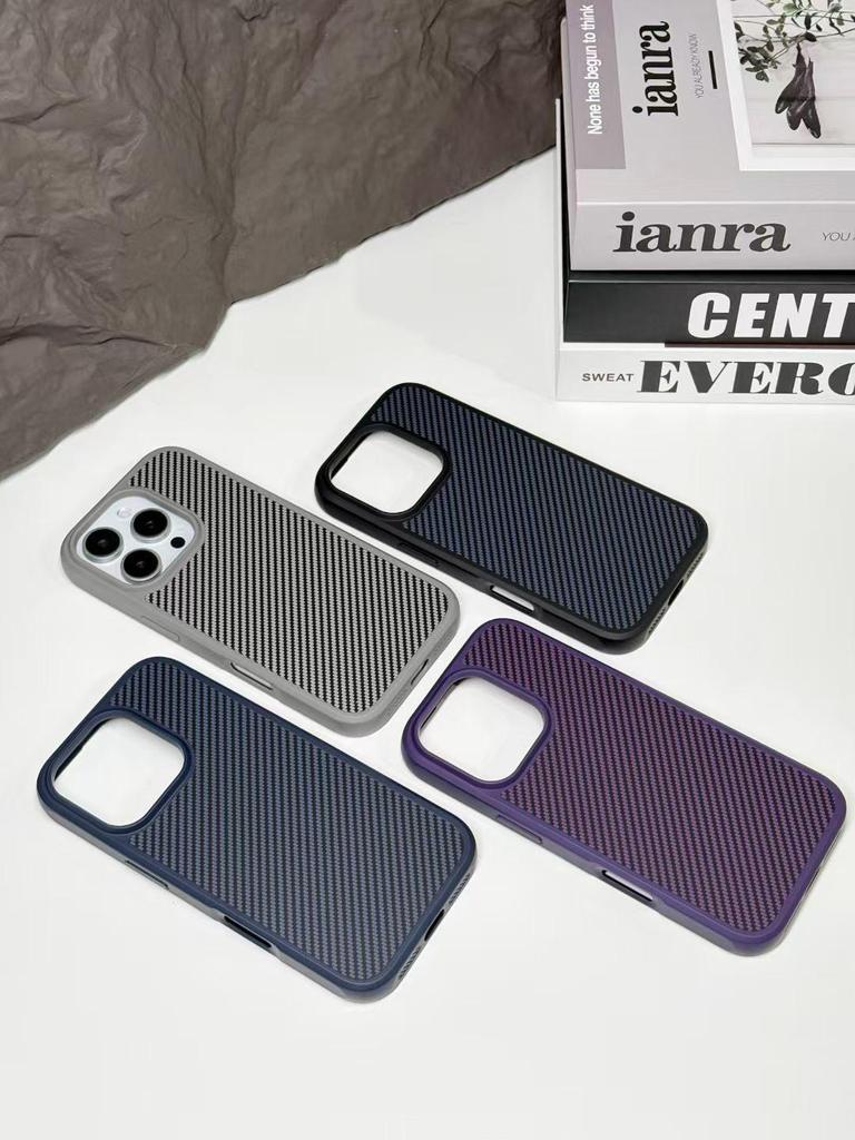 iPhone 16PM Carbon Fiber Frame Case with Magnetic Anti-Drop Protection for iPhone 17/15