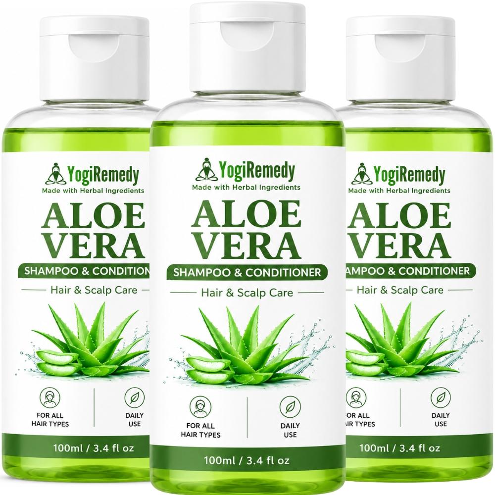 Aloe Vera Shampoo, Hydrating Hair Cleanser, Gentle Daily Hair Care Shampoo, 100ml (Pack of 3) 100 ml зелёный