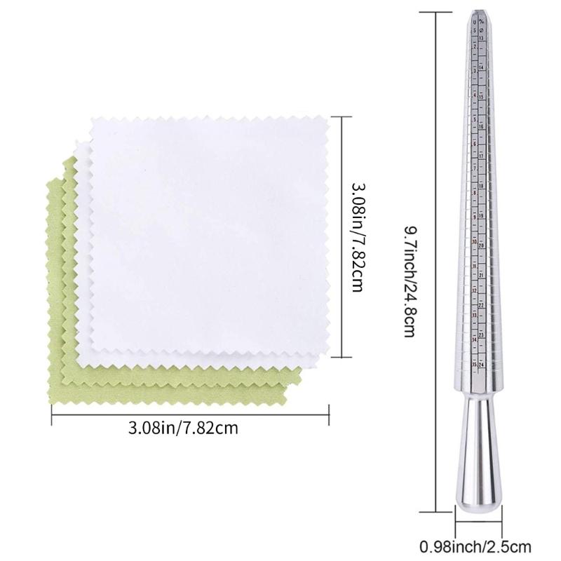 Set mit 7 professionellen Schmuckwerkzeugen, Ringdorn, Fingermessgerät, Ringgrößenmesser, Messwerkzeug, DIY-Schmuckgrößen-Werkzeug-Sets