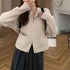 Autumn and Winter New Round Neck Zipper Knitted Cardigan Top Women's Retro Solid Color Soft Waxy Loose Sweater Jacket