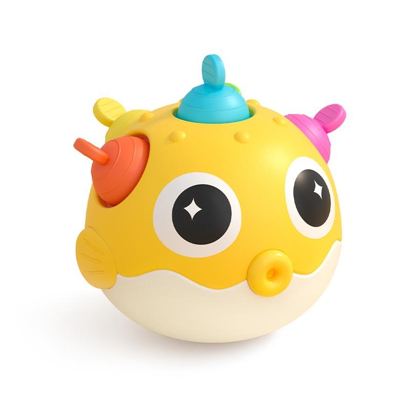 

Сенсорная игрушка-колокольчик для малышей - Неваляшка-рыба фугу с ручным волновым барабаном для барабанной дроби, Подарок для новорожденных