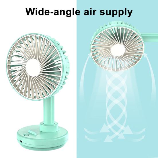 Rotating Desk Fan with 3 Speeds USB Charging Portable Cooling Fan for Office Home Wide-Angle Air Circulation Quiet Summer Gadget