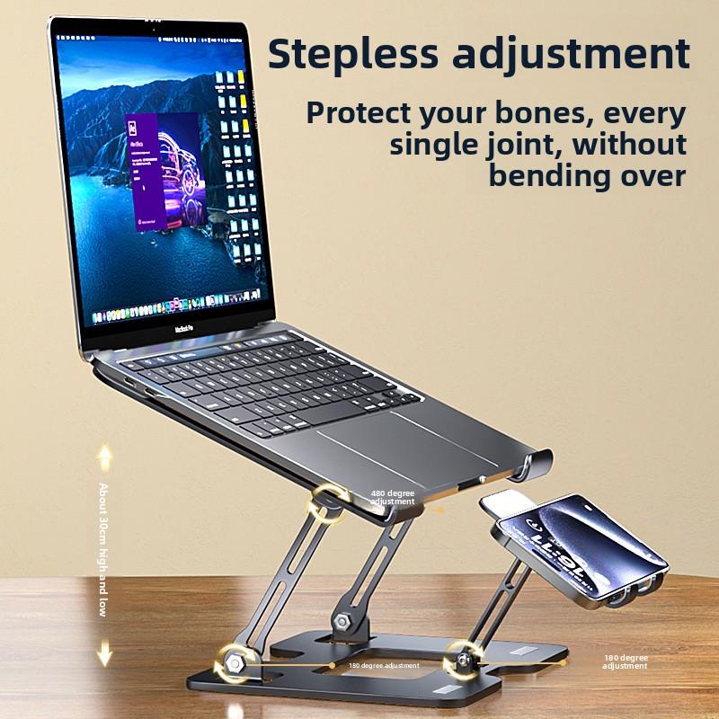 Mobile Phone Laptop Bracket 2-in-1 Heightening Vertical Heat Dissipation Folding Office Liftable Carbon Steel Bracket