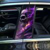 Waterproof Car B-Pillar Vinyl Sticker Skull Rose Fire Pattern Central Column Decor Decal Universal Accessory