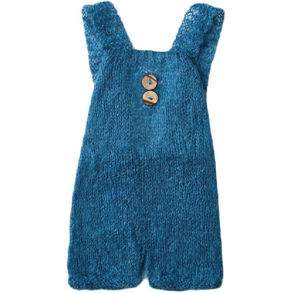 Zeroest Baby Photography Props Boy Girl Photo Shoot Outfits Newborn Crochet Infant Knitted Clothes Mohair Outfit синий