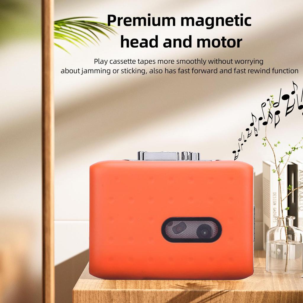 Portable Cassette Player with To MP3 Headphone Lightweight and Converts Tapes To Digital with Audacity App Rewind, USB-C Converter, Jack, Compact,
