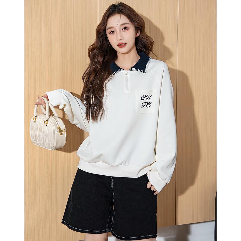 TonLion Women s Color Block Loose Polo Top L