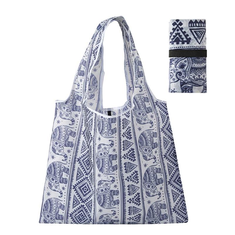 1Pc Shopping Bags Recyclable Polyester Washable Large Capacity Foldable Eco-friendly Grocery Tote Pouch Groceries