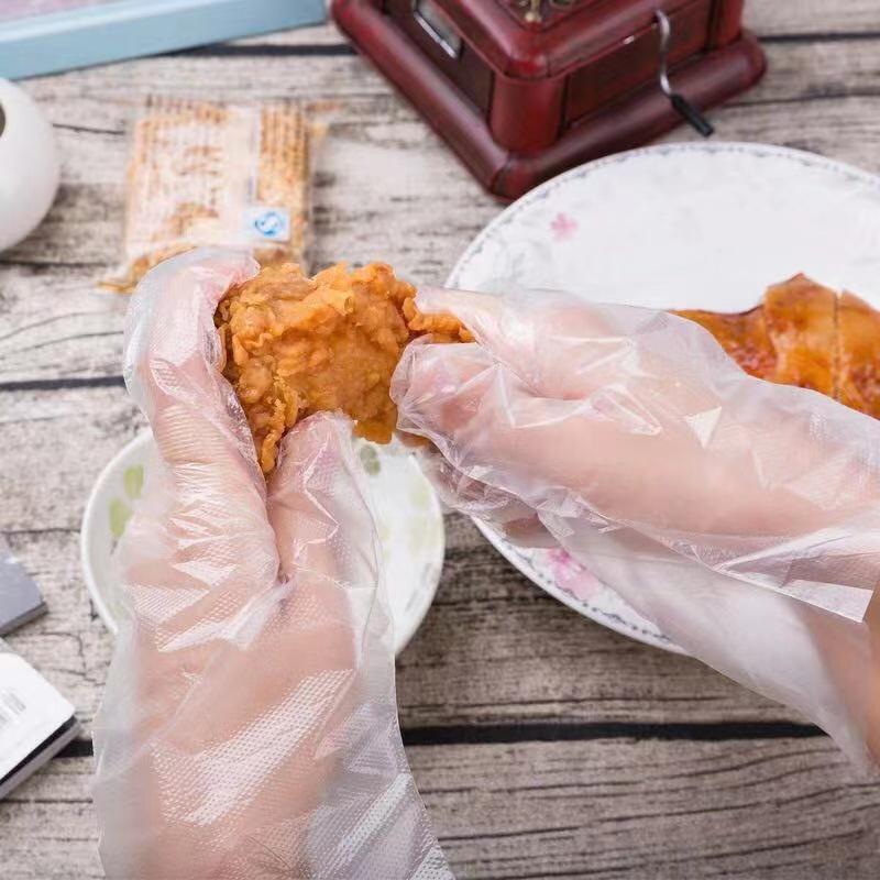 Extra Thick Transparent Food Grade Disposable PE Plastic Gloves for Kitchen & Household