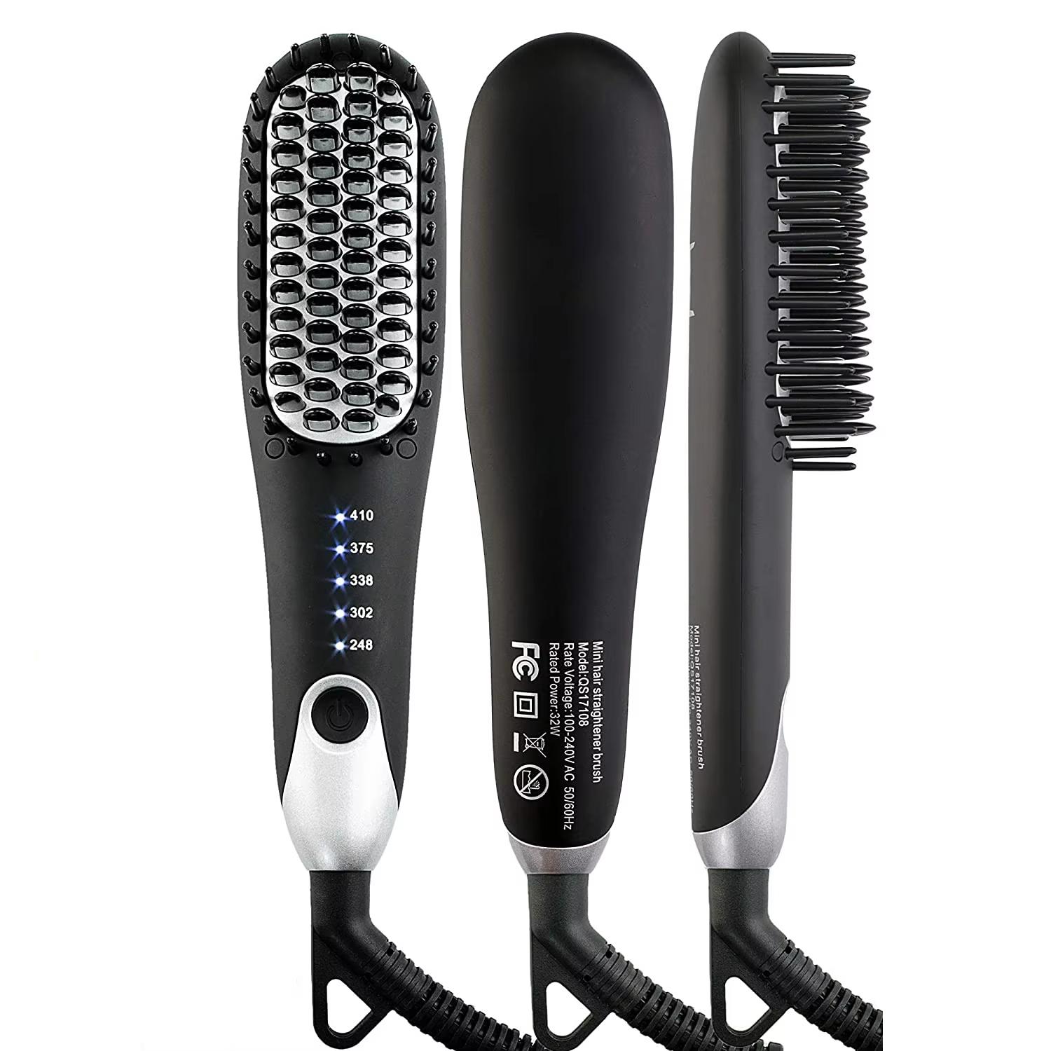 Hot Sale Hair Straightener Hairbrush Hair Straightener Hot Comb Anti-scalding Ceramic Hair Curlerand Dry Beard Straightener чёрный