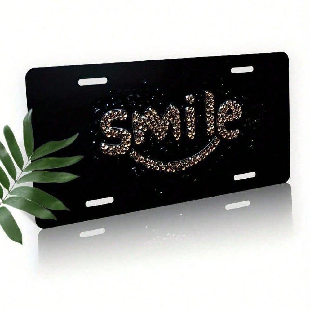 Elegant Face Design Aluminum License Plate 5.9x11.8in for Car Truck SUV, Rustproof 2D Flat Auto Tag with Frame, Gift for Drivers