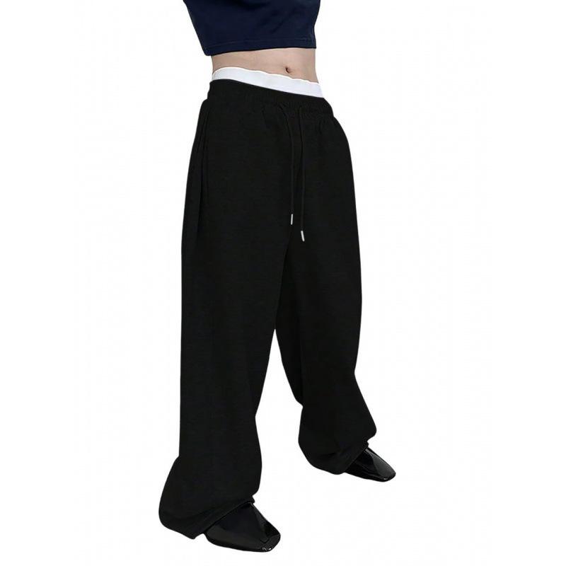 Men's 2025 European & American Style Wide-Leg Drawstring Sweatpants with Pockets