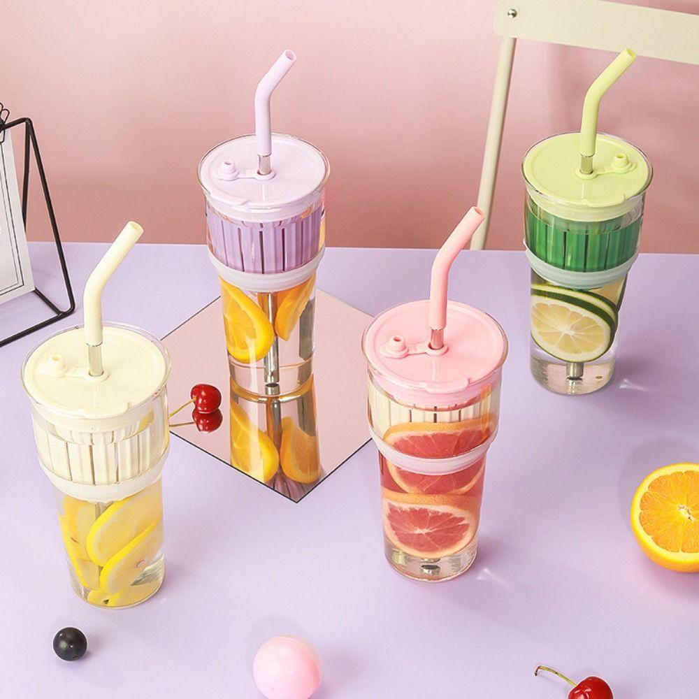 650ML Straw Cup 2 Layer Coffee Cup Fashion Vacuum Mug  Drinkware