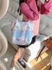 Pink Floral Canvas Tote Bag With Soft Cotton Material And Trendy Street Fashion