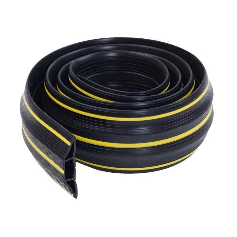 1/3M Garage Door Floor Sealing Strip Multi Functional with Yellow Line PVC Garage Edge Gap Dustproof Waterproof Sealing Strip