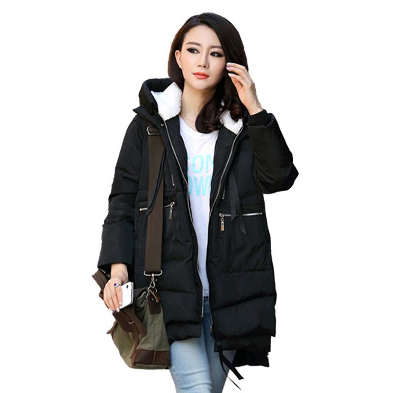 Women Winter Cotton Padded Jacket Korean Warm Cotton Padded Jacket Mid Length Cotton Padded Thick Women Coat