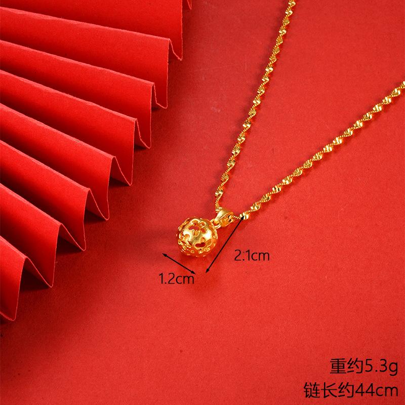Vietnamese gold-plated necklace for women, long-lasting color, vintage heart-shaped imitation gold jewelry, copper alloy accessory, new clavicle