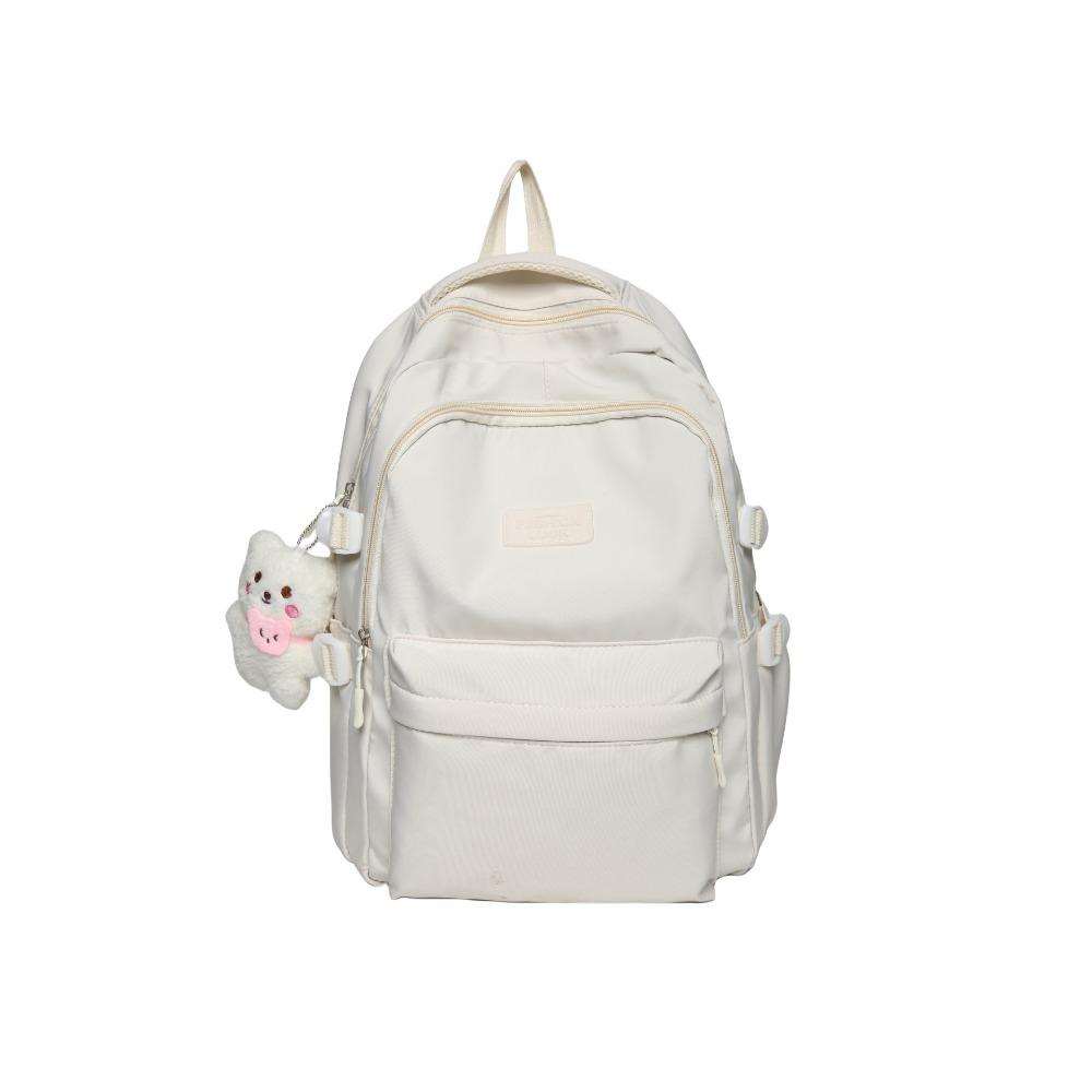 School bag female Japanese junior high school student high school student backpack female large capacity solid color simple computer bag backpack