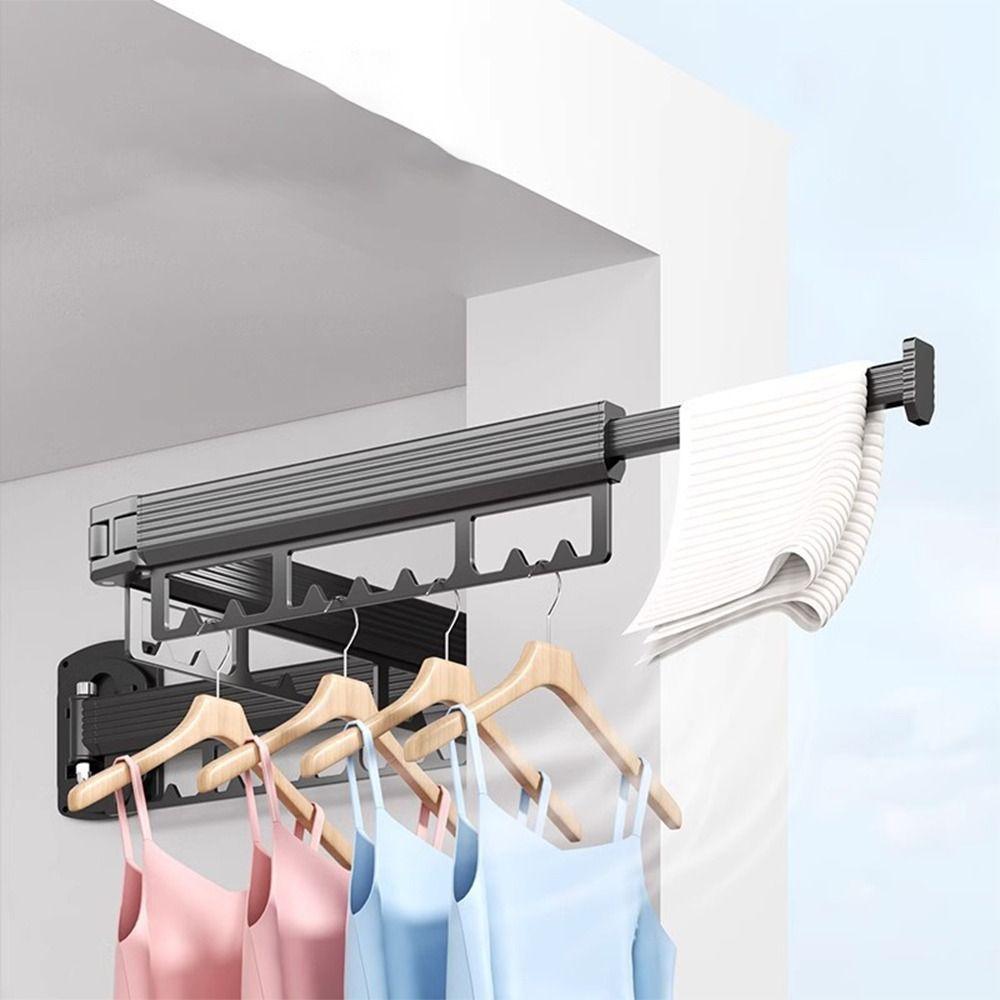 Retractable Folding Clothes Hanger Space Aluminum Cloth Drying Rack Outdoor