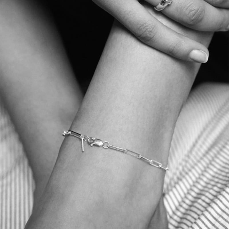 OURPIERRE SIMPLE SQUARE CHAIN ANKLET SILVER