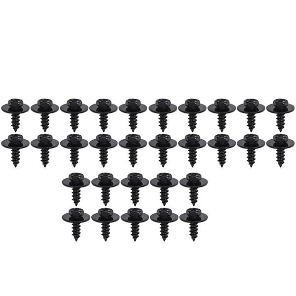Black Car Bumper Fender Fastener Clip Hex Head Self Tapping Screws Universal Auto Fender Splash Seal Guards Rivet Clip Screws