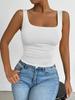 2026 Ärmelloses Damen-Cropped-Top mit quadratischem Ausschnitt und Raffung