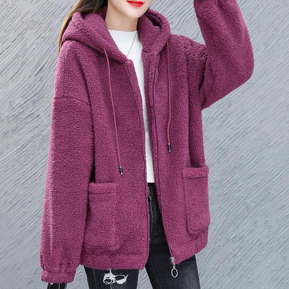 Women's Lamb Fleece Sweatshirt Thickened Autumn and Winter Loose Korean Style Zipper Cardigan Teddy Fleece
