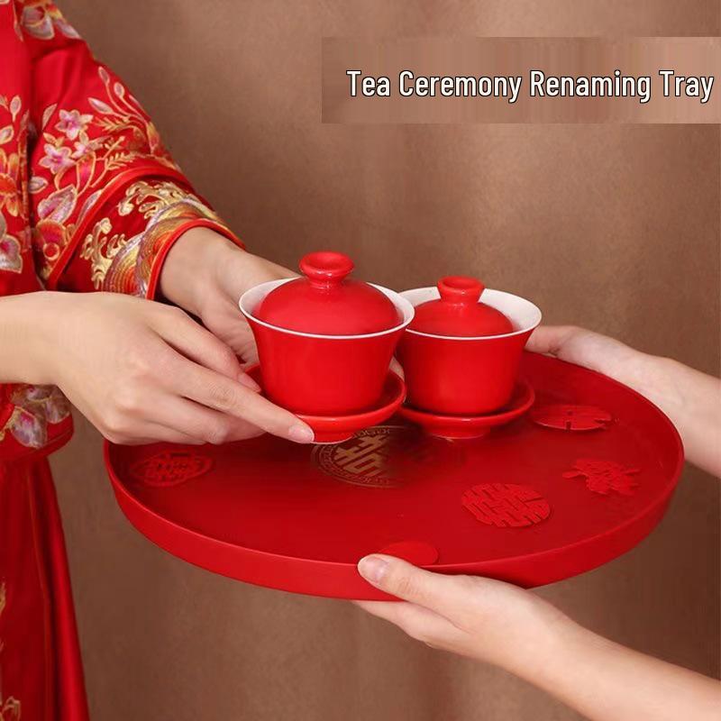 Red Wedding Ceremony Tea and Toasting Tray - Perfect for Fruits, Nuts, or Candy In the Living Room.