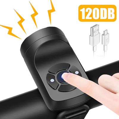 USB Aufladbare Fahrrad Motorrad Elektrische Glocke Horn 4 Modi Mountain Road Radfahren Anti-diebstahl Alarm Horn Fahrrad Zubehör