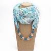 Floral Print Scarf Necklace with Beaded Chain – Elegant Women’s Fashion Jewelry & Versatile Infinity Scarf