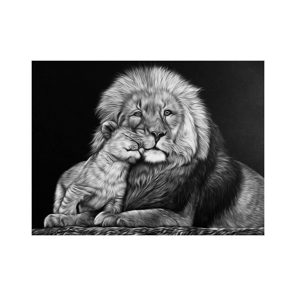

African Lion in Black Wall Art Posters and Prints Animals Canvas Art Pictures Still Life Home Decor 20x30cm