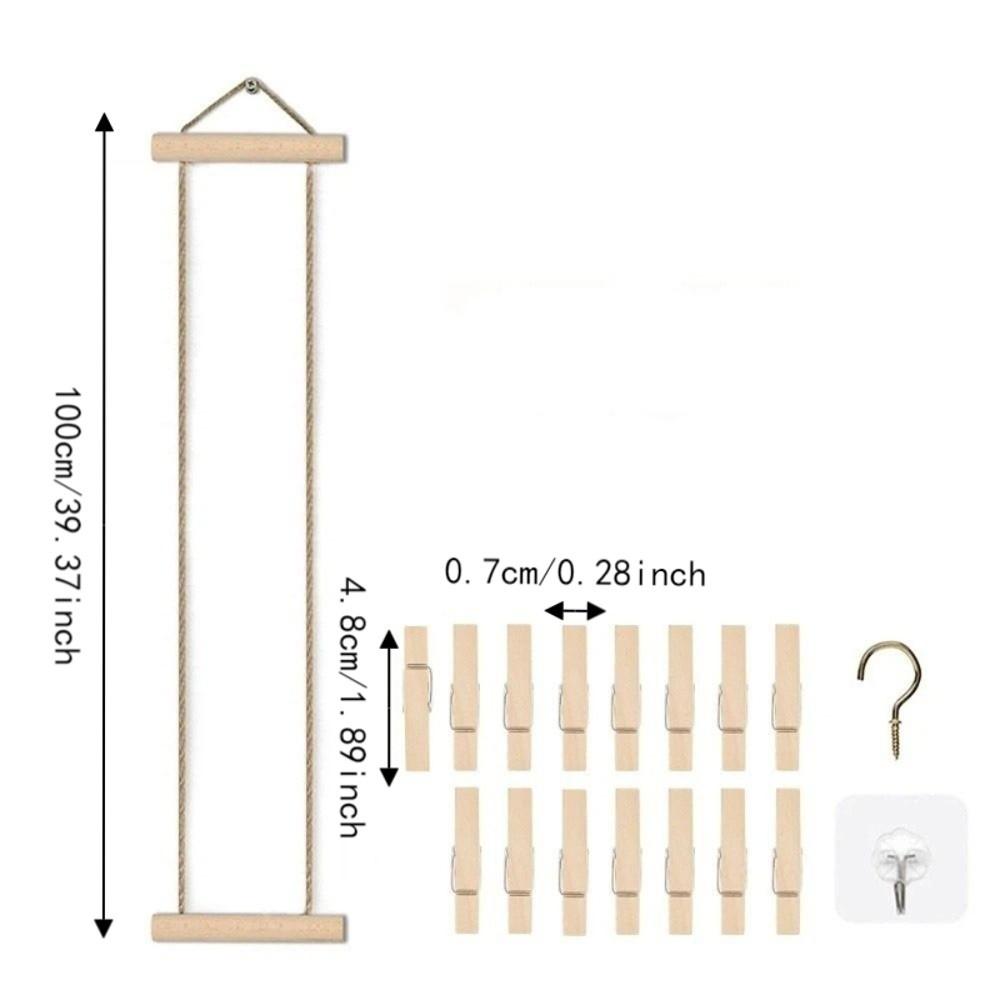 Handcrafted Hanging Photo Display Minimalist Photo Collage Frame Wooden Hanging Photo Clip Gift