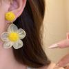 Raffia Dangle Earrings Sunflower Flower Ear Drop Vintage Multi-colored Ear Accessories  Lady