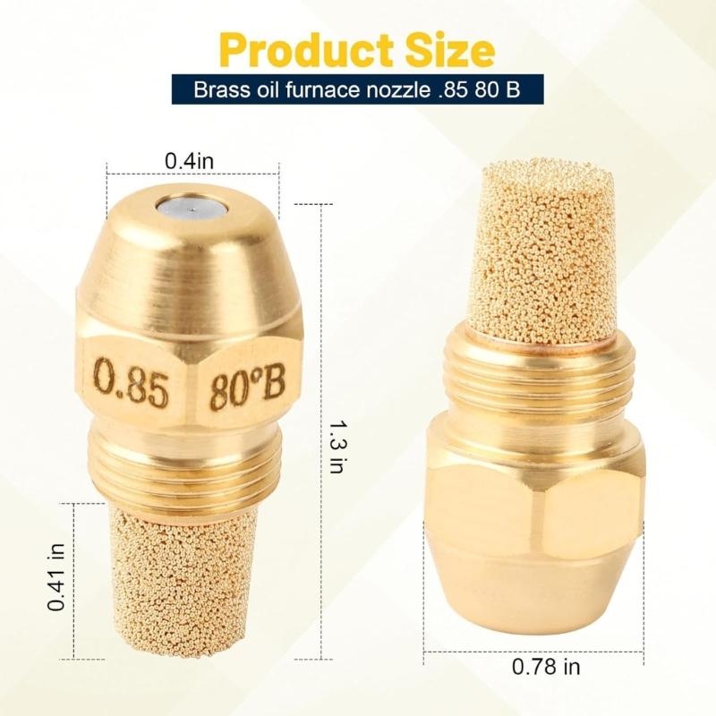Ugello Metallico per Getto d'Olio Bruciatura Olio Ugello Bruciatura 80 Gradi 0.65/0.75/0.85 Ugello Bruciatura Olio Esausto Caldaia Riscaldatore Combustione