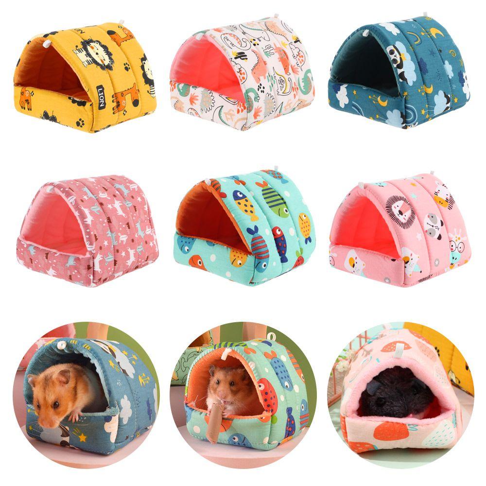 Bunter Winter Mini Käfig Kaninchen Eichhörnchen Warme Matte Meerschweinchen Nest Hamster Haus Kleintier Schlafbett