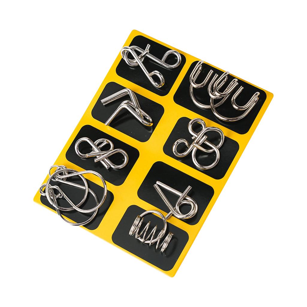 8 Pcs Metal Wire Puzzle Toy Brain Teaser Game Mind IQ Test Ring Kids Gift