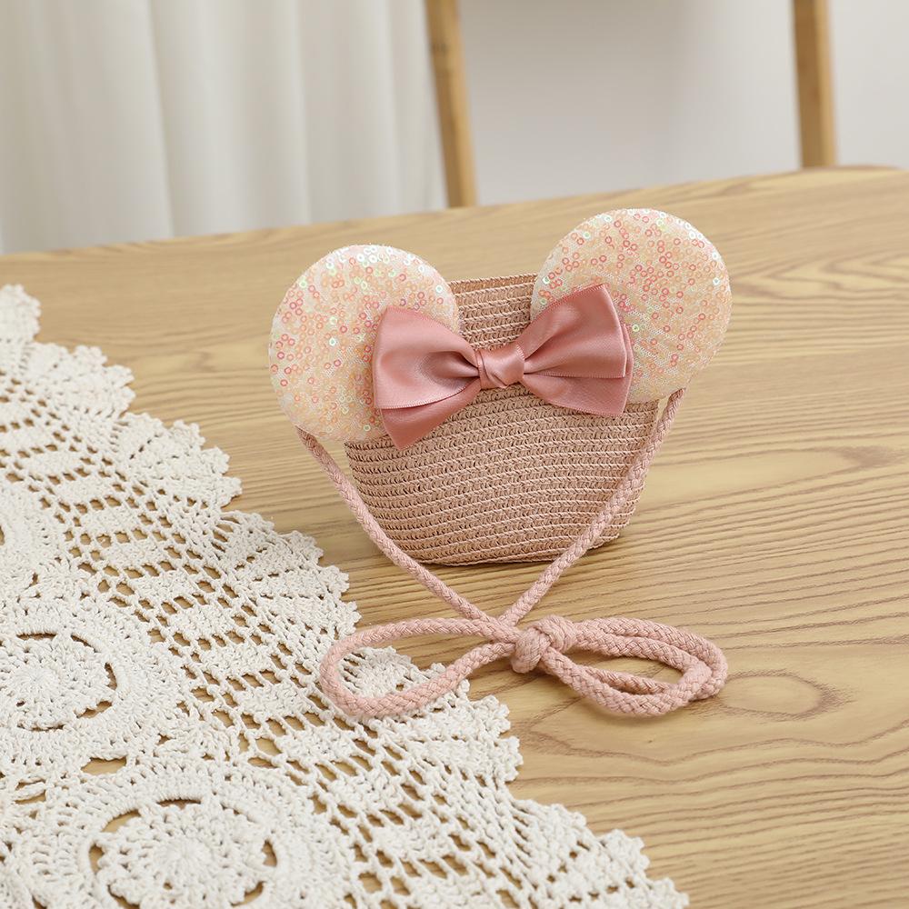 New Arrival Straw Hat And Bag Set For Girls Kids Fashion Summer Bow Lovely Princess Sun Cap Outdoor Cartoon Beach Waved Hats