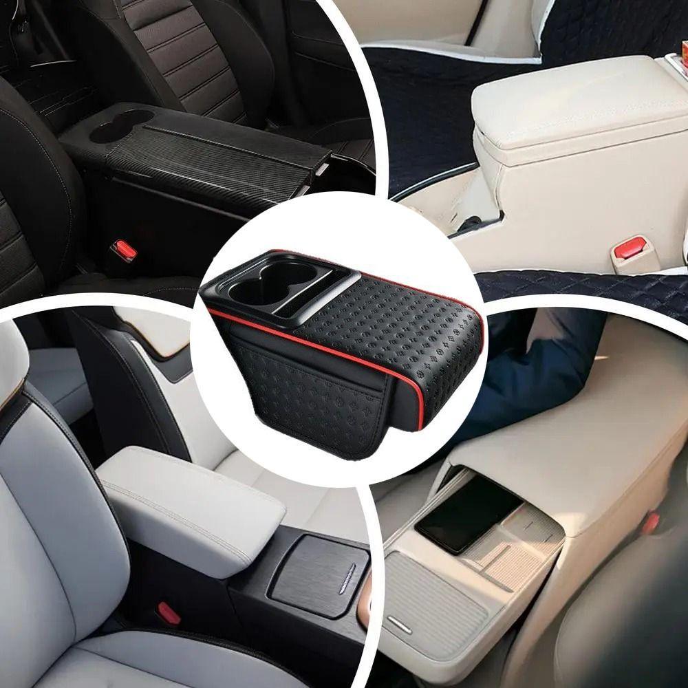 

Side Storage Pockets Armrest Heightening Cushion Phone Slot Auto Armrest Cover Car Interior бежевий