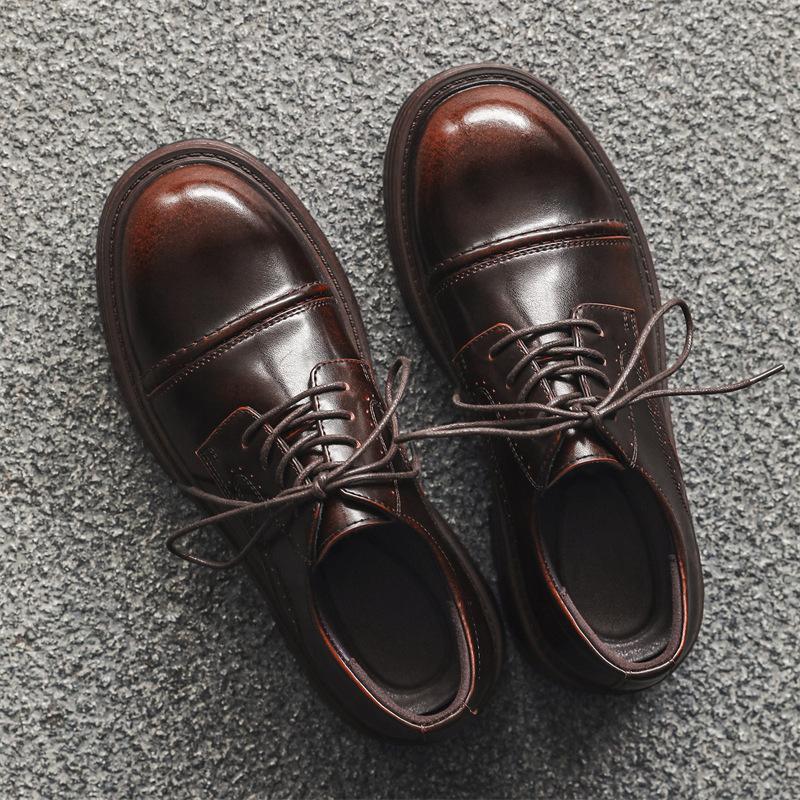 Fashion Men Luxury Fashion Wedding Party Dress Platform Shoes Lace-up Original Leather Derby Shoe Brown Sneakers Gentleman Footwear Male