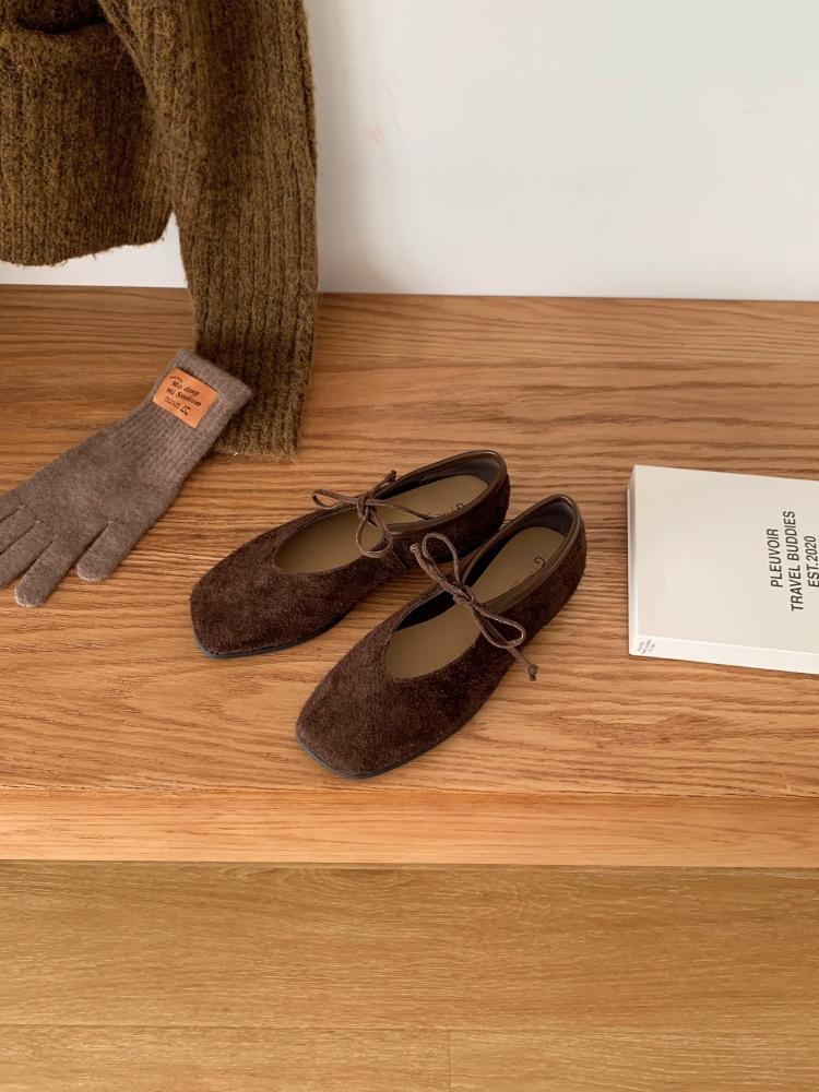 Soft-soled Single Shoes Women's Ladyshoes 2025 Autumn Fashion Shallow Bow Soft Leather Doudou Flat-soled Women's Shoes