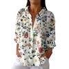Women's Fashion Seven Sleeve Casual Lapel Back Tie Shirt Printed T-Shirt Top