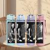 1PC Black Male Portrait A 750ml Sports Water Bottle Leakproof Straw Lid Outdoor Office Home