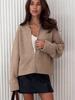 Autumn Crewneck Pullover Sweater Women's Chic Commute Style Zipper Jacket Loose Versatile Top